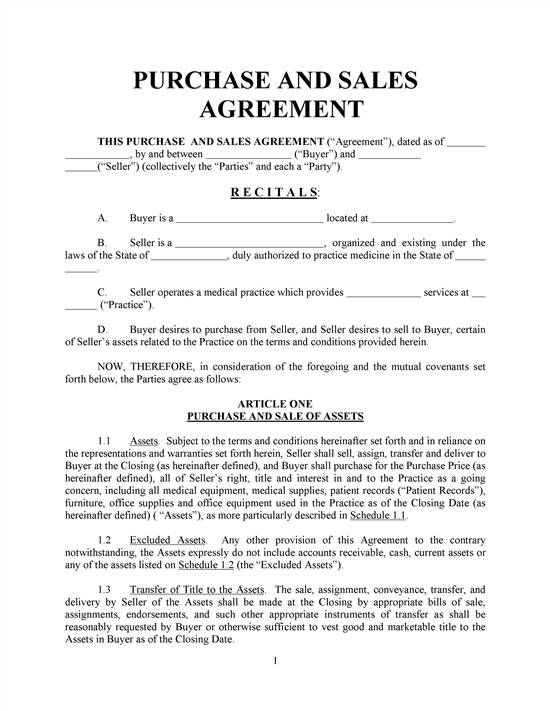Agreement of sale template